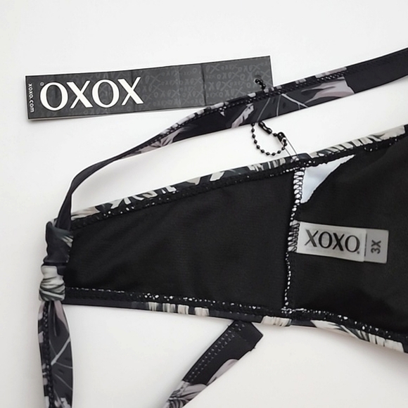 XOXO 2 Piece Tropical Leaf Print Black  Padded Top Bikini Size 3X - Picture 10 of 16